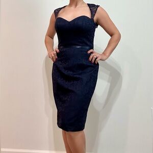 Elegant Navy Lace Dress